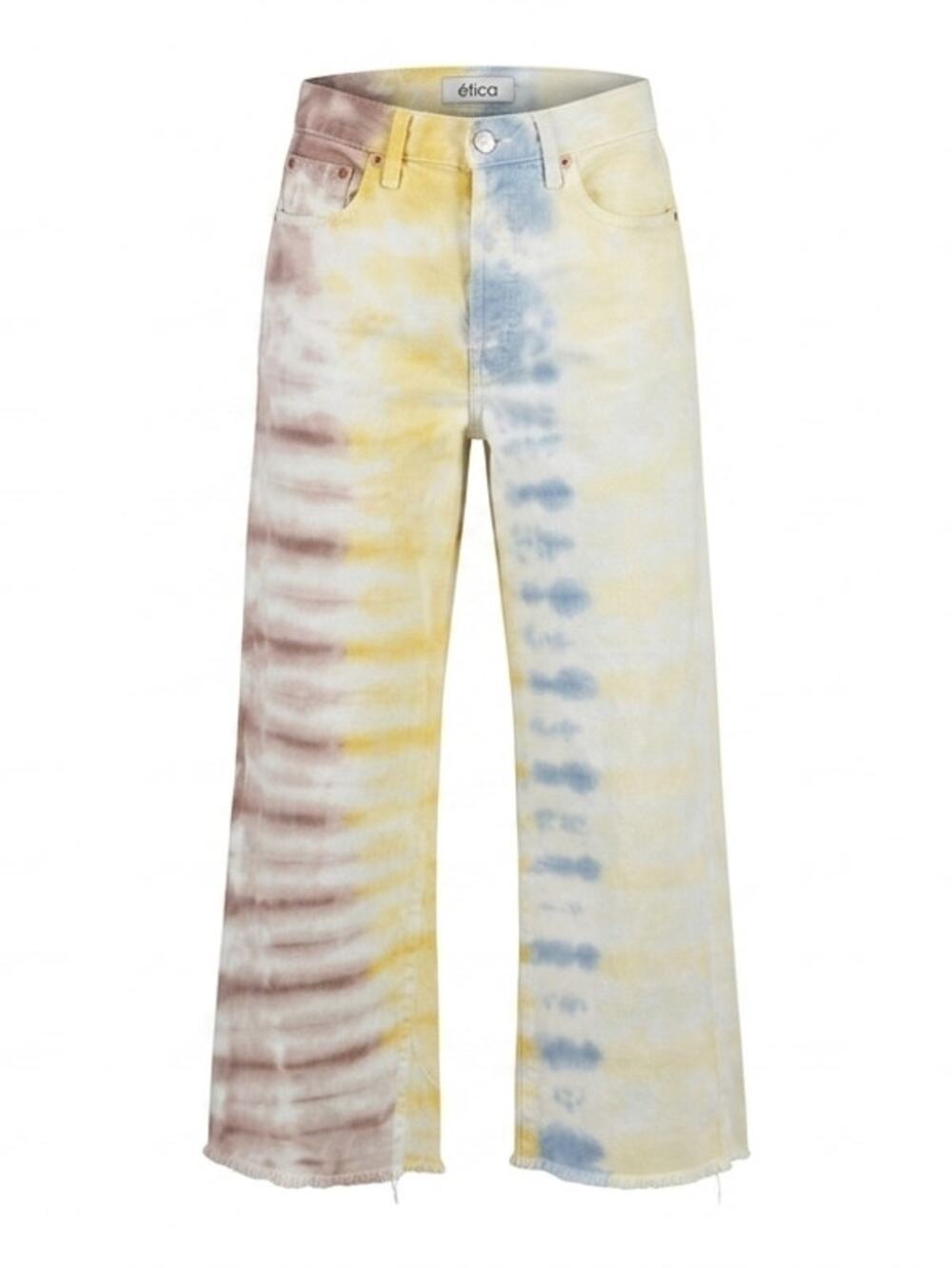 Ética Tie Dye Wide Leg Raw Hem Button Fly Jeans Women Size 24